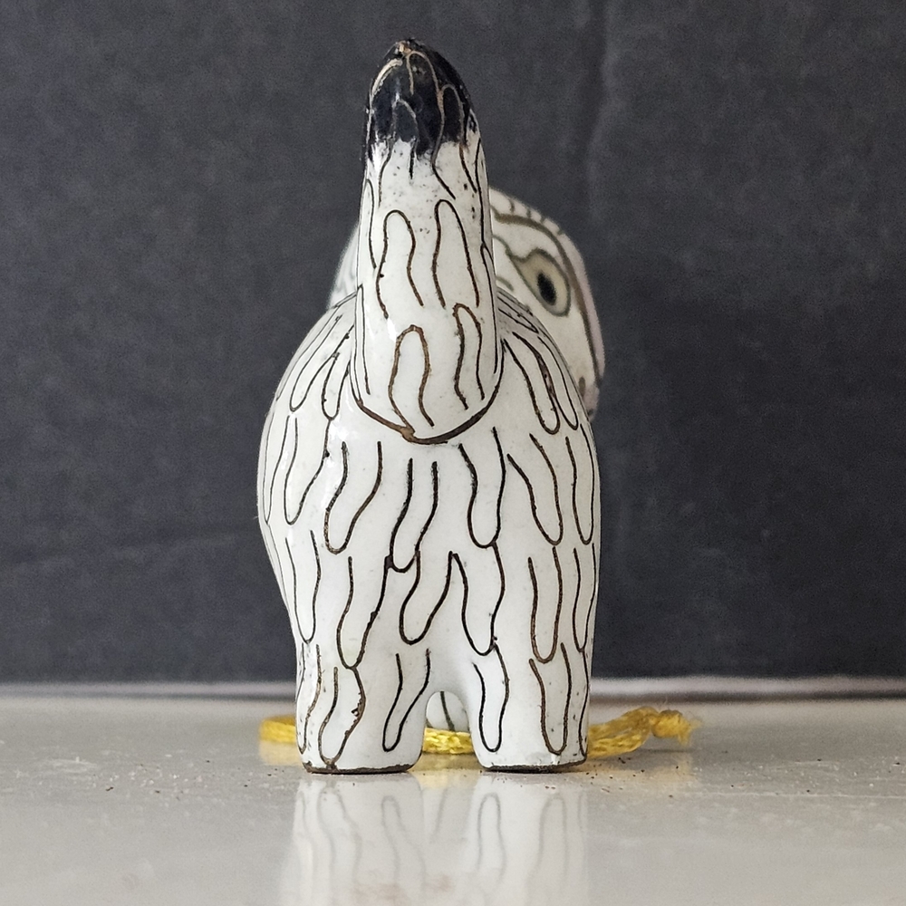 Whimsical Vintage Cloisonne Cat Ornament - White and Black - Picture 3 of 10
